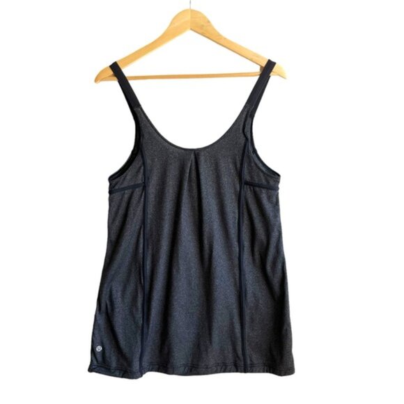Lululemon Scoop Neck Pleated Back Athletic Tank Gray Black Size 6 - Picture 5 of 10